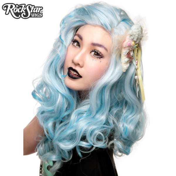 Lace Front Peek-A-Boo - Powder Blue with Aqua Highlight 00695