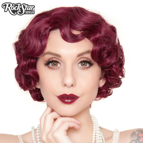 RockStar Wigs®- 1920's Flapper Finger Waves - Burgundy - 00839