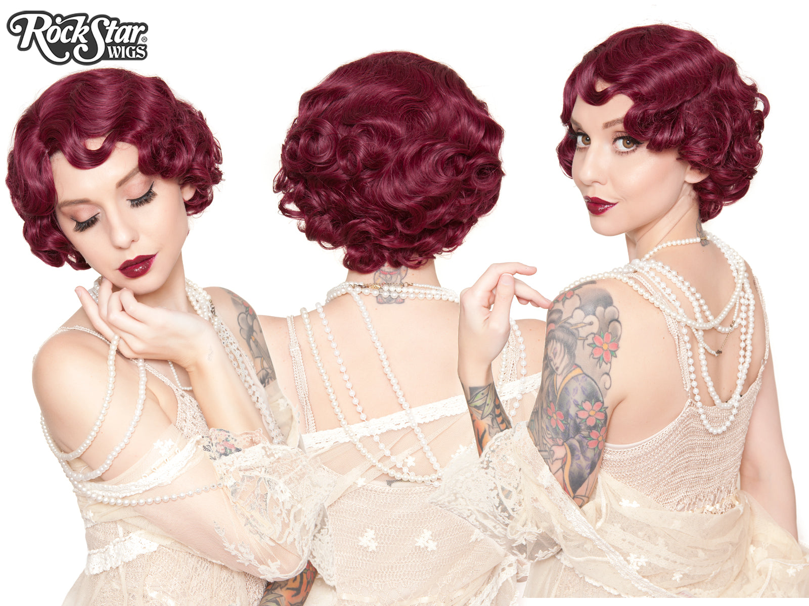 RockStar Wigs 1920 s Flapper Finger Waves Burgundy 00839