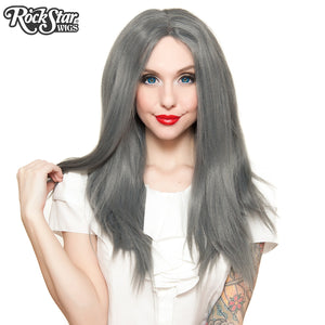 Lace Front 24" Long Straight - Dark Grey Pewter -00191