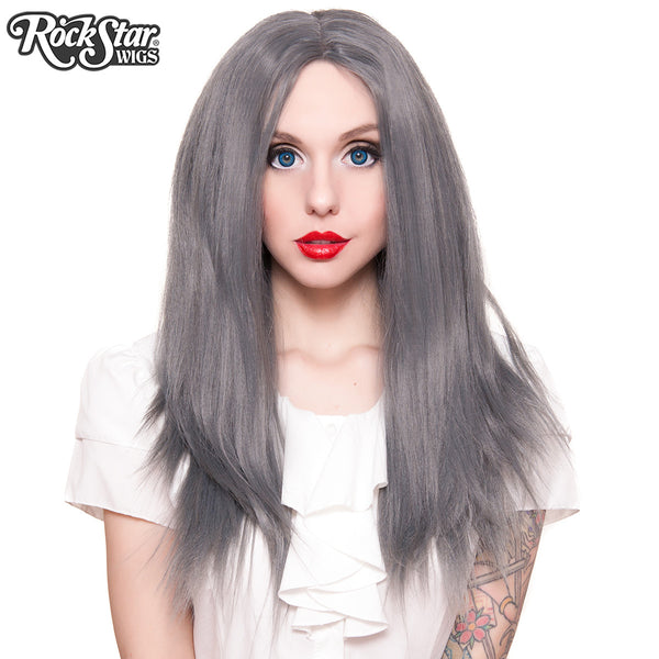 Lace Front 24" Long Straight - Dark Grey Pewter -00191