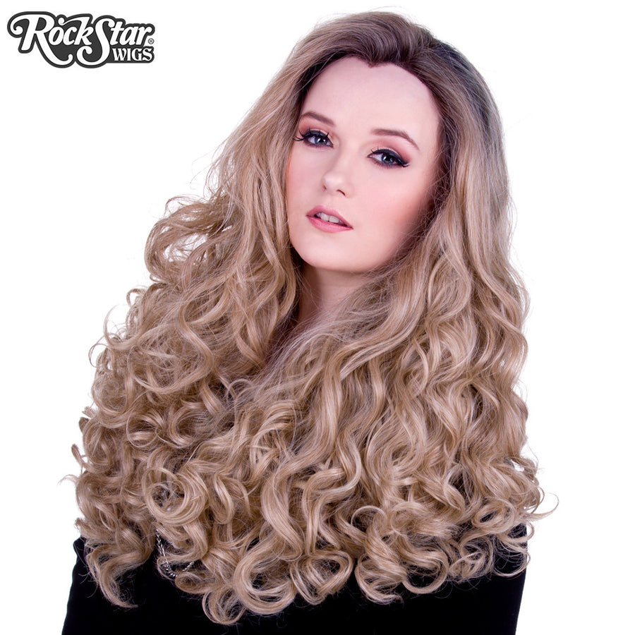 Lace Front Curly Dark Roots - Light Medium Blonde Mix -00562