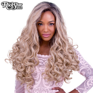 Lace Front Curly Dark Roots - Light Medium Blonde Mix -00562
