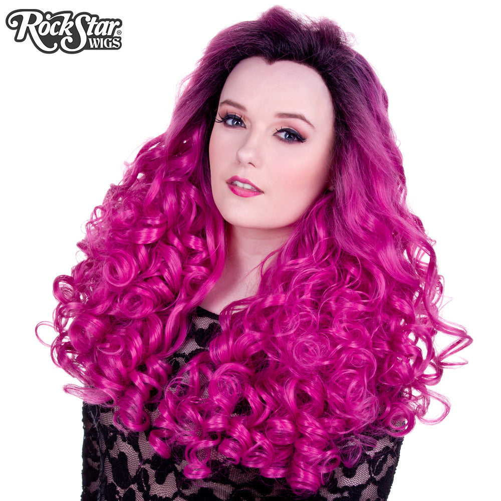 Lace Front Curly Dark Roots - Fuchsia Rose -00565