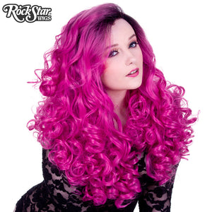 Lace Front Curly Dark Roots - Fuchsia Rose -00565