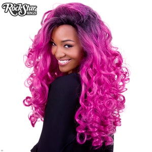 Lace Front Curly Dark Roots - Fuchsia Rose -00565