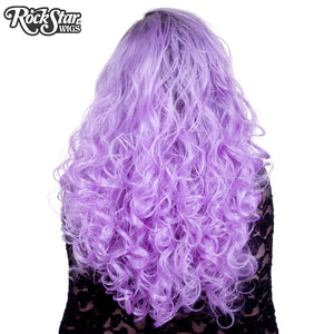 Lace Front Curly Dark Roots - Lavender & White Mix -00567