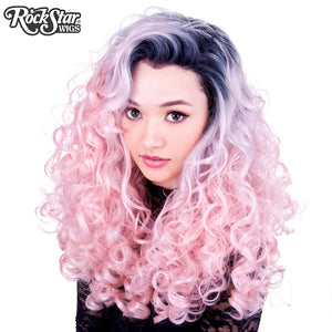 Lace Front Curly Dark Roots - Powder Pink -00564
