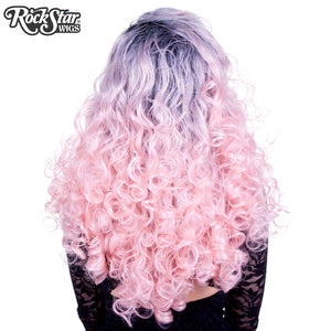 Lace Front Curly Dark Roots - Powder Pink -00564