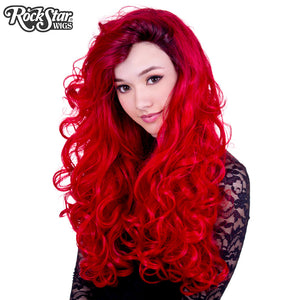 Lace Front Curly Dark Roots - Red -00566