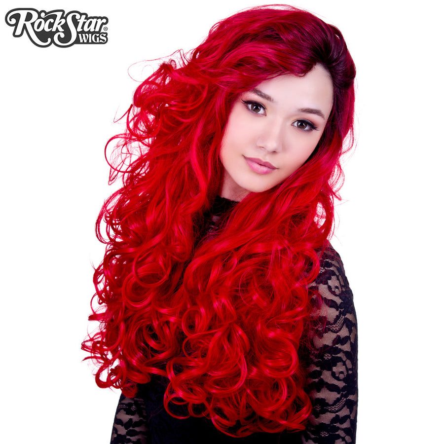 Lace Front Curly Dark Roots - Red -00566