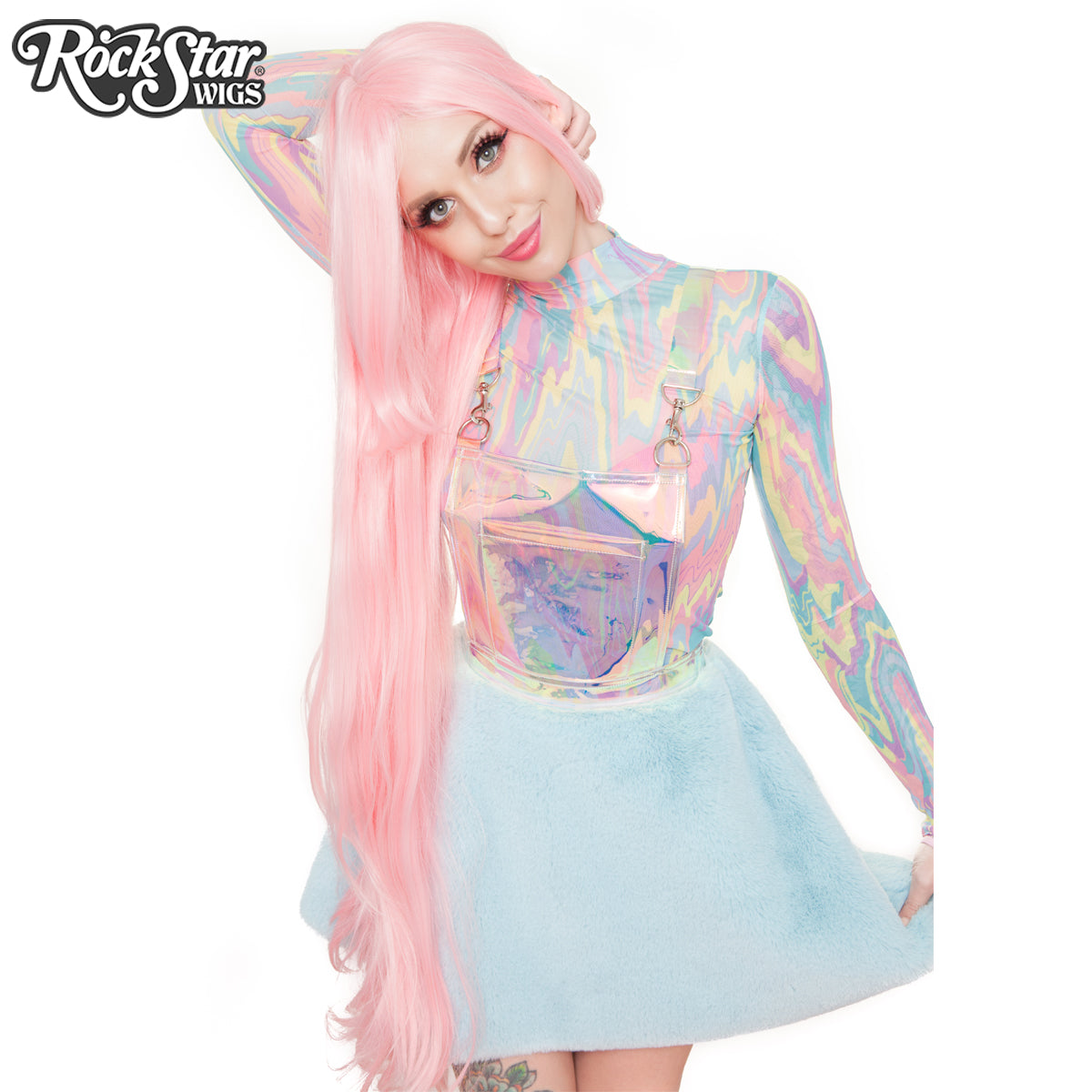 Pink wig hot sale 120cm
