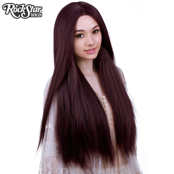 Lace Front Yaki Straight 32" - Black Mahogany Burgundy Mix-00590